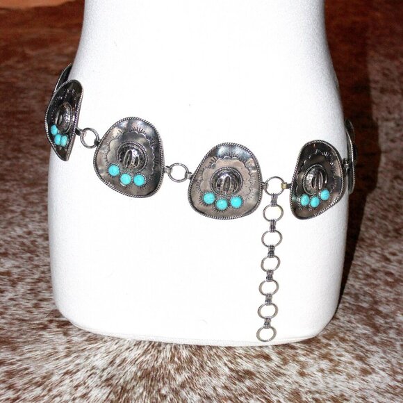 Southwest Sombrero Hat Medallion Belt - Size L/XL - Picture 6 of 13